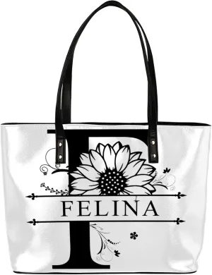 Custom A Tote Bag Women Shoulder Handbags PU Leather for Travel Work