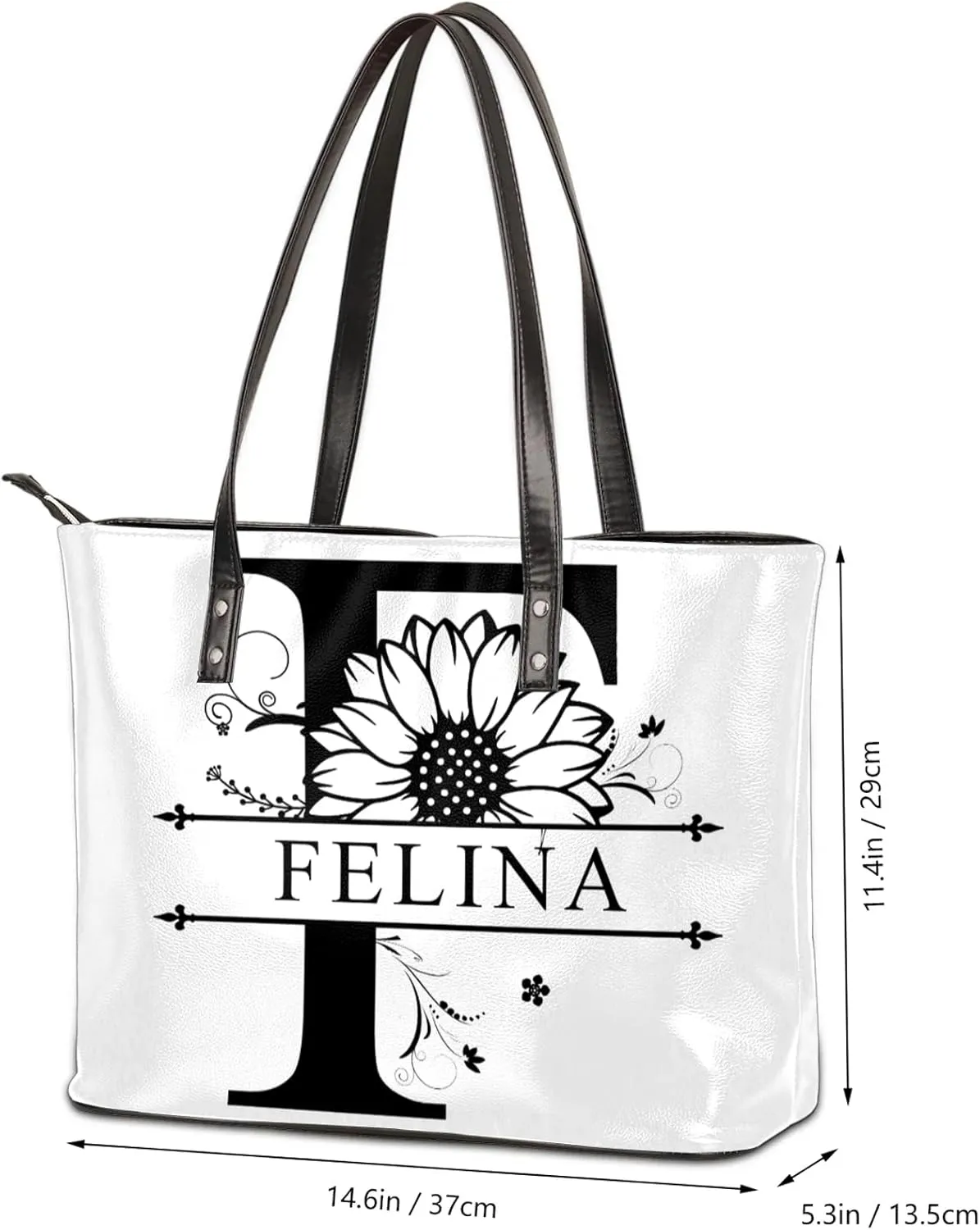 Custom A Tote Bag Women Shoulder Handbags PU Leather for Travel Work