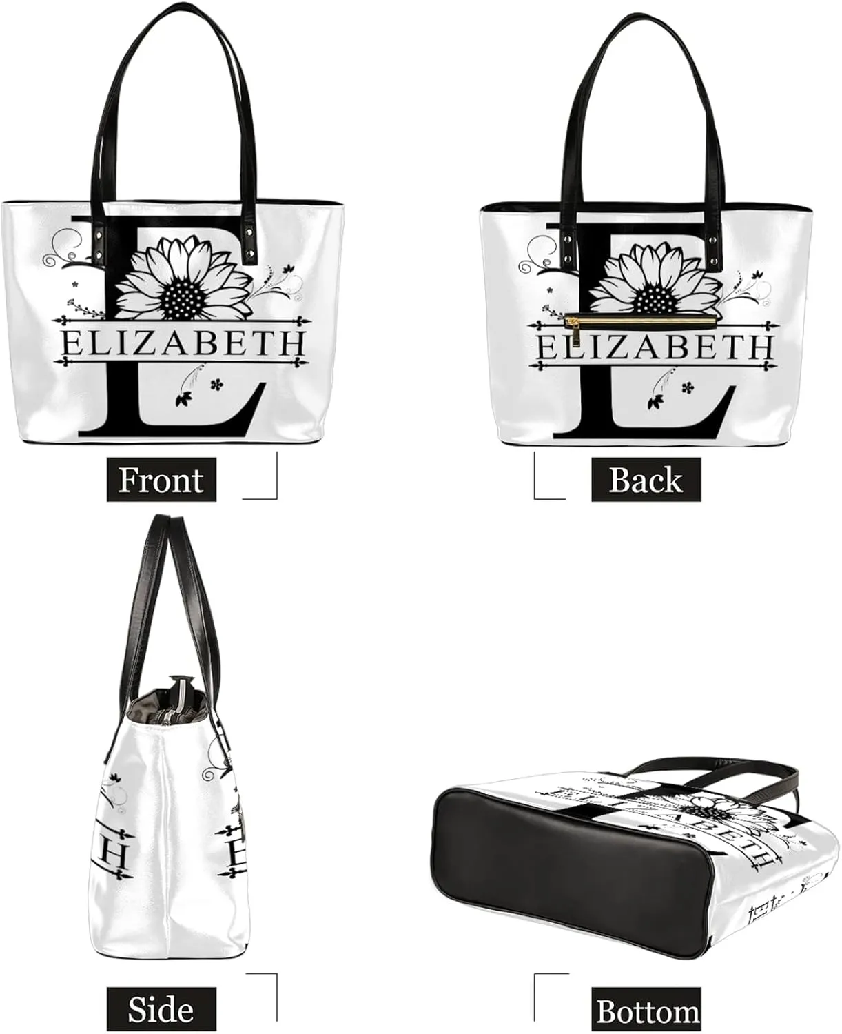 Custom A Tote Bag Women Shoulder Handbags PU Leather for Travel Work