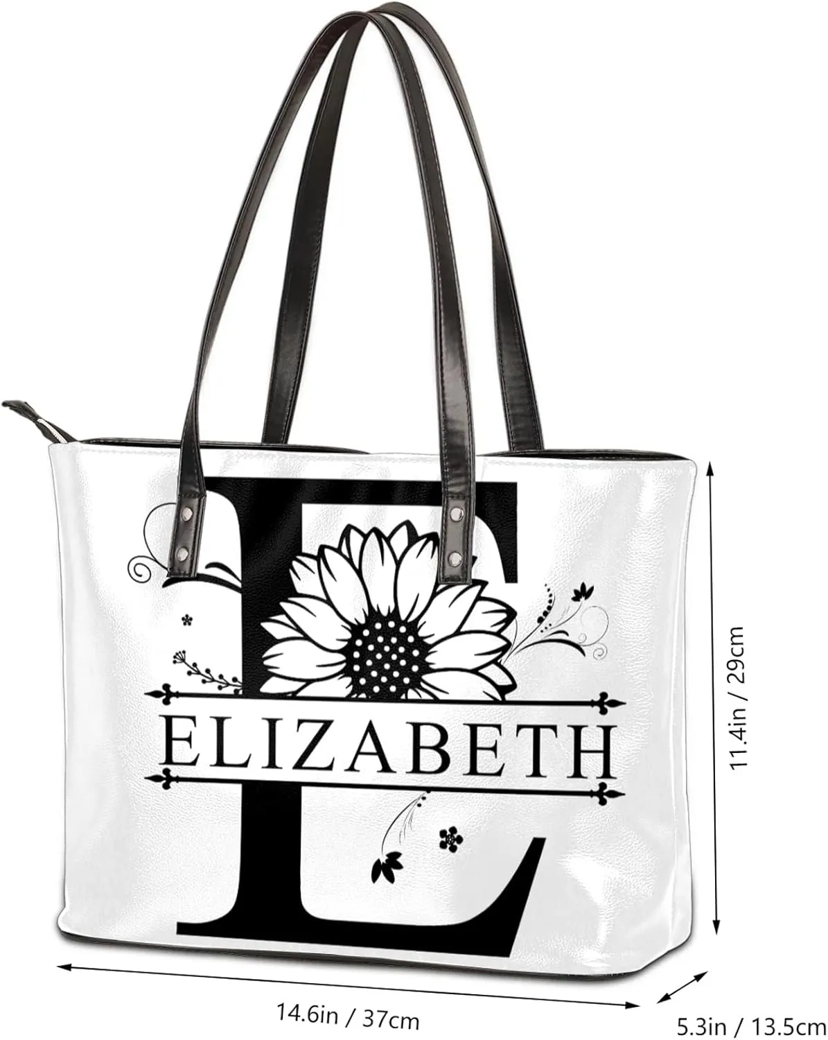 Custom A Tote Bag Women Shoulder Handbags PU Leather for Travel Work