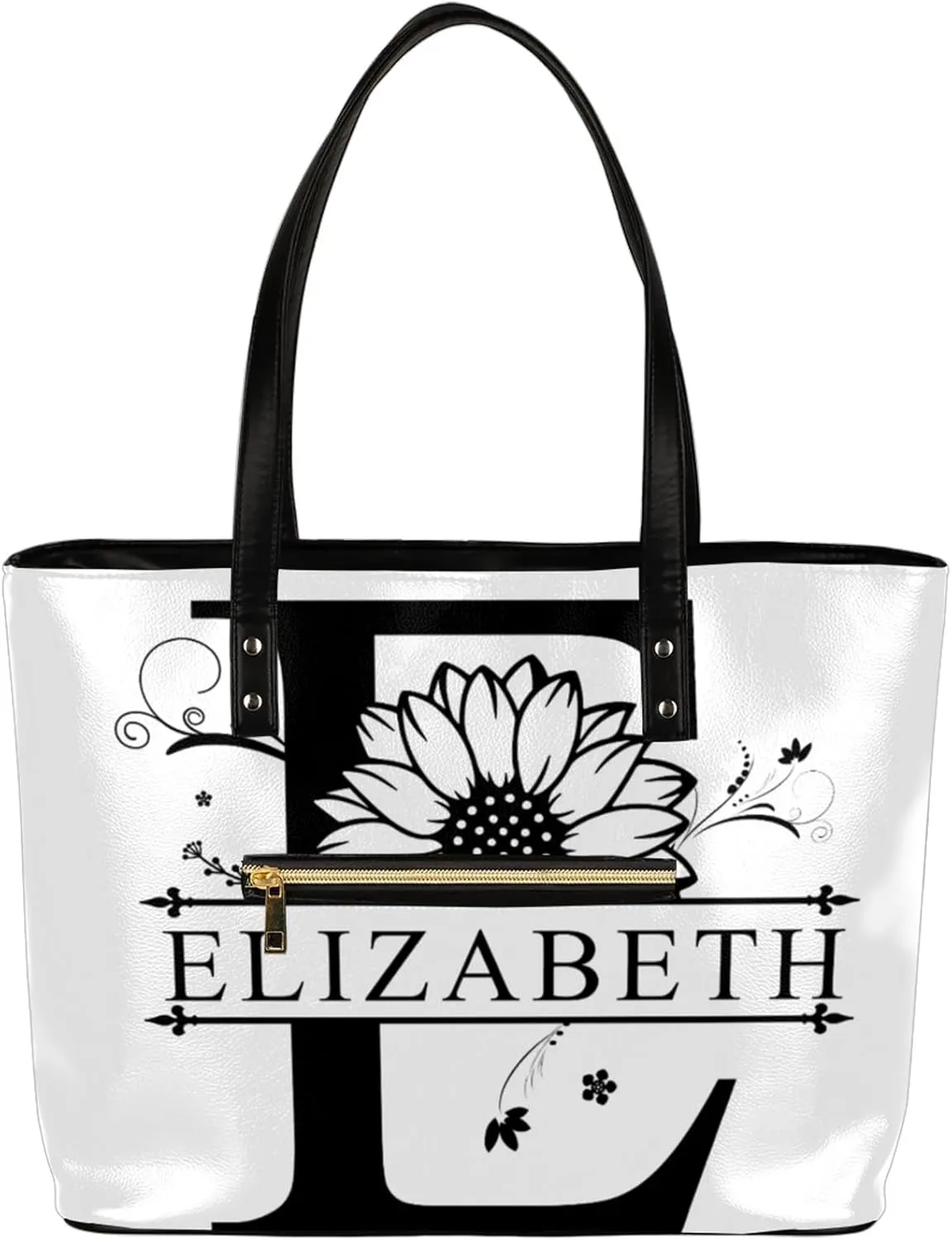 Custom A Tote Bag Women Shoulder Handbags PU Leather for Travel Work