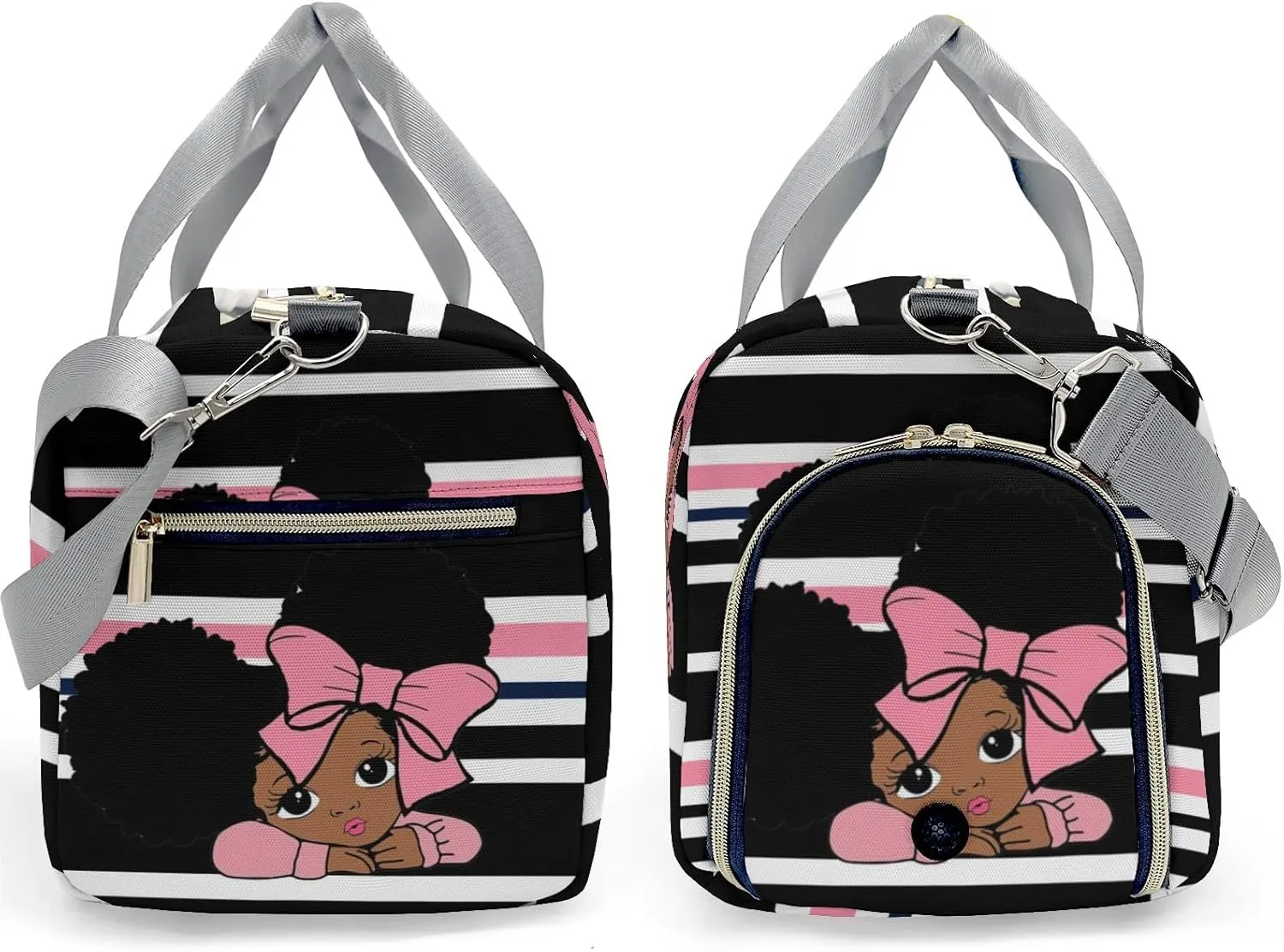 Custom Duffel Bag Little African Girl Pink Compact and Convenient: Fitness Bags for the Modern Traveler