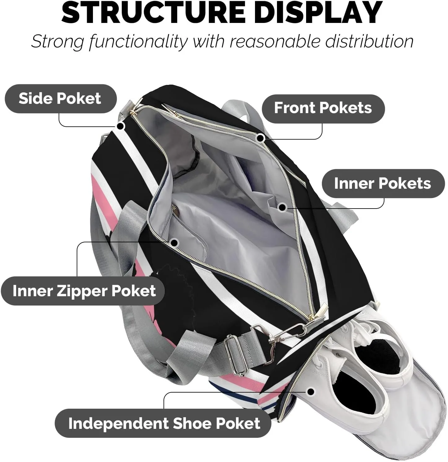 Custom Duffel Bag Little African Girl Pink Compact and Convenient: Fitness Bags for the Modern Traveler