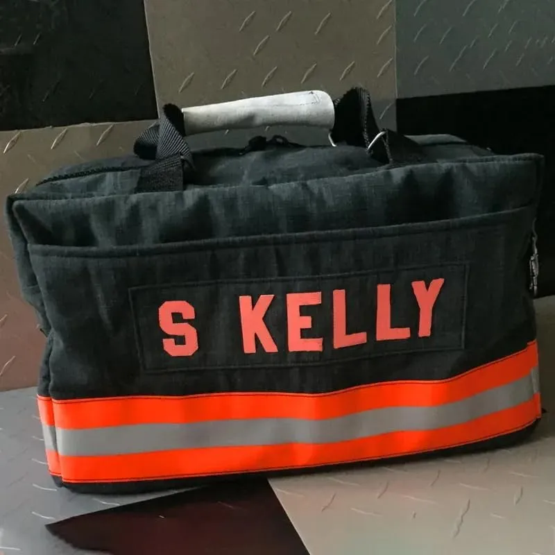 Custom Name Firefighter Equipment Duffel Bag, Personalized Firefighter Gear Bag with Shoulder Straps Waterproof Large Gear Storage Bag Firefighter Fire Safety Bags Firefighter Gift (Style2)