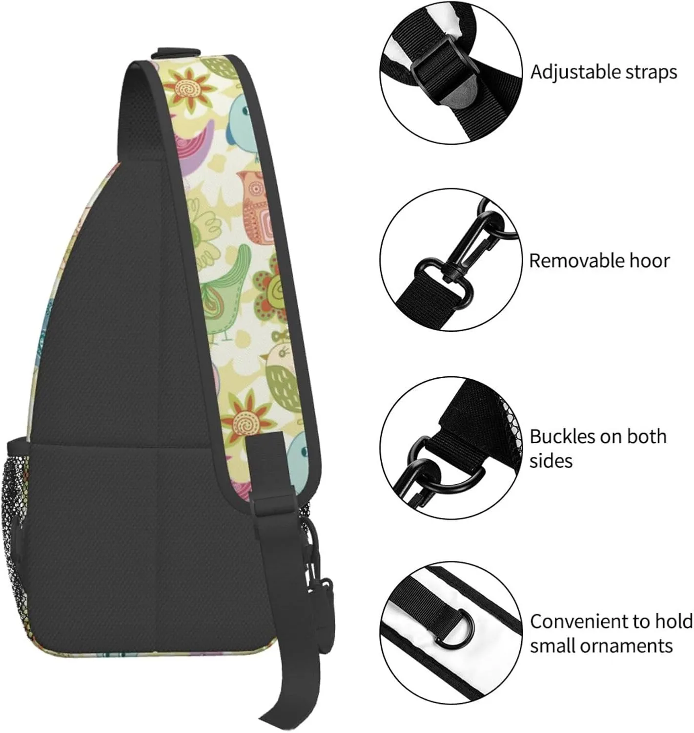 Cute bee flower Chest Bags Crossbody Sling Bag Shoulder Bag Travel Hiking Daypack For Men Women