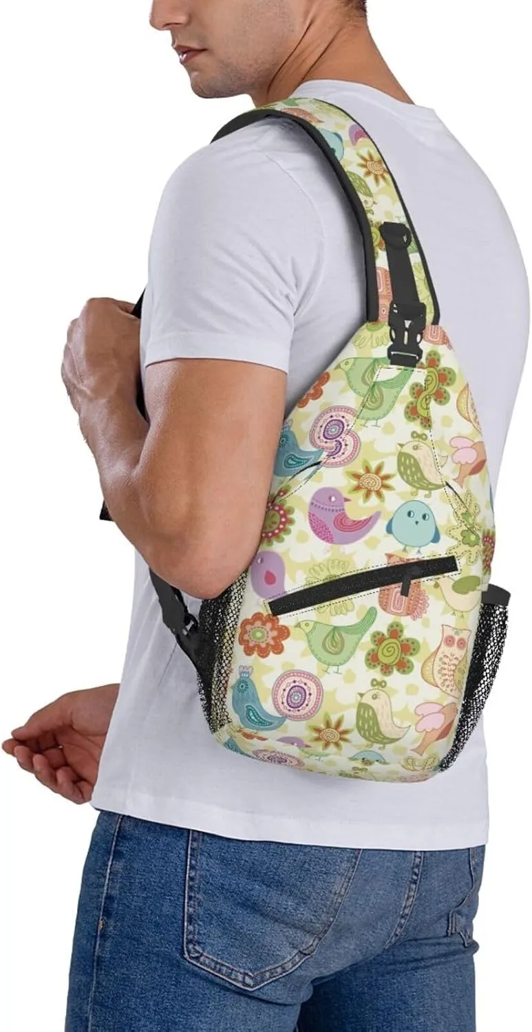 Cute bee flower Chest Bags Crossbody Sling Bag Shoulder Bag Travel Hiking Daypack For Men Women