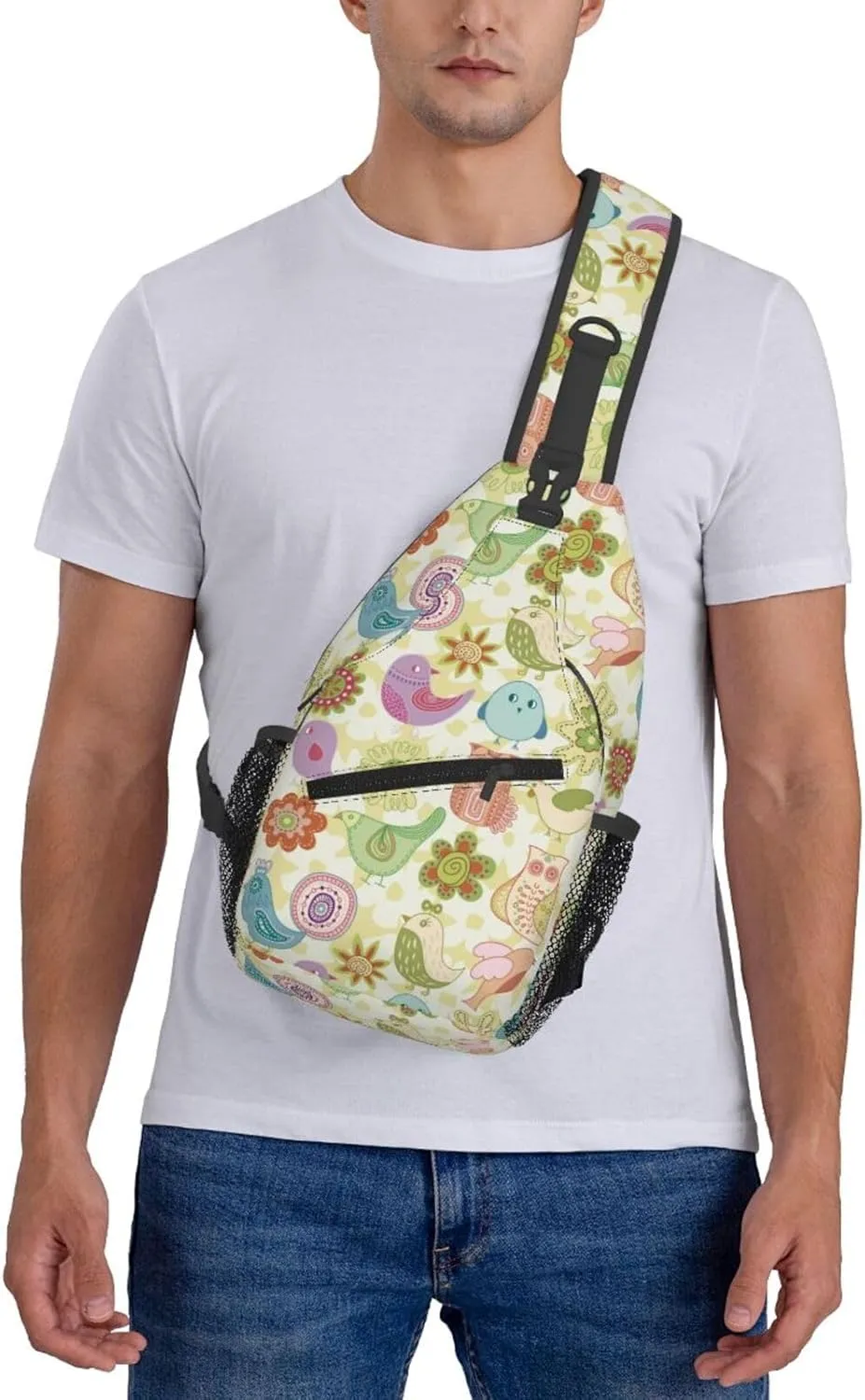 Cute bee flower Chest Bags Crossbody Sling Bag Shoulder Bag Travel Hiking Daypack For Men Women