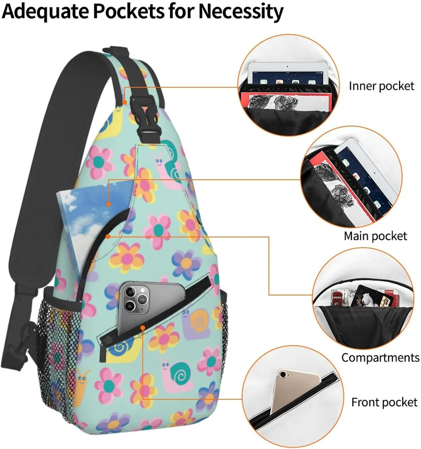 Cute cat Chest Bags Crossbody Sling Bag Shoulder Bag Travel Hiking Daypack For Men Women