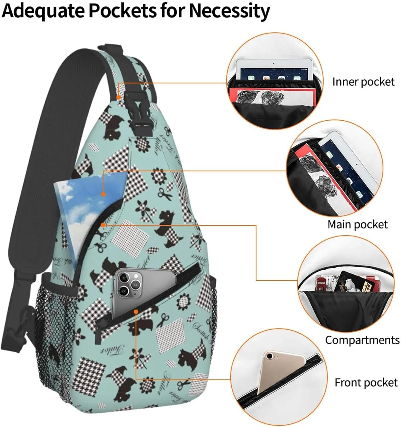 Cute cat Chest Bags Crossbody Sling Bag Shoulder Bag Travel Hiking Daypack For Men Women