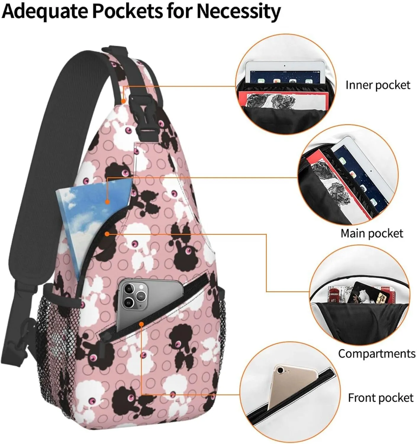 Cute cat Chest Bags Crossbody Sling Bag Shoulder Bag Travel Hiking Daypack For Men Women