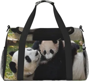 Cute Panda Travel Duffel Bag Large Foldable Waterproof Overnight Bag For Beach Swim Bags Pool Sports Gym