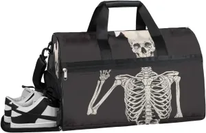 Cute Skull Easter Rabbit Ear Sport Gym Bag for Women Men with Shoes Compartment & Wet Pocket, Travel Duffel Bag Sport Gym Tote Bags Swimming Yoga Ballet Weekend Overnight Bag Carry on Bag for Airplane