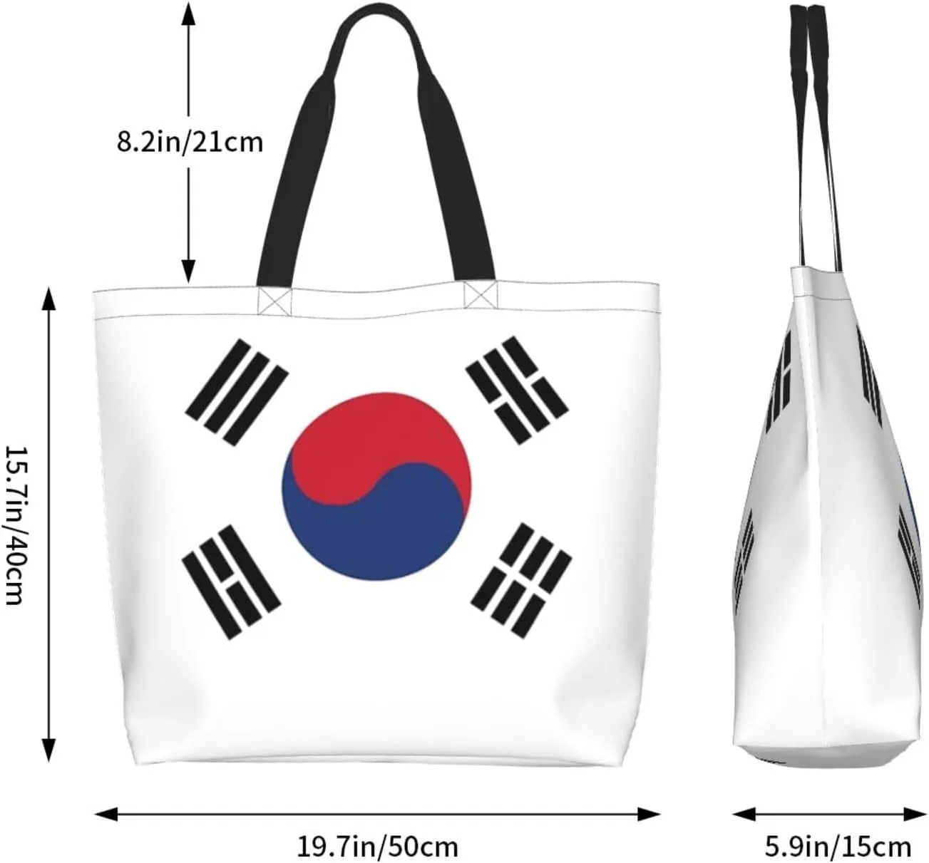 Cute South Korea Flag Tote Bag Womens South Korean Beach Tote Shoulder Bag for Shopping, Beach,Travel