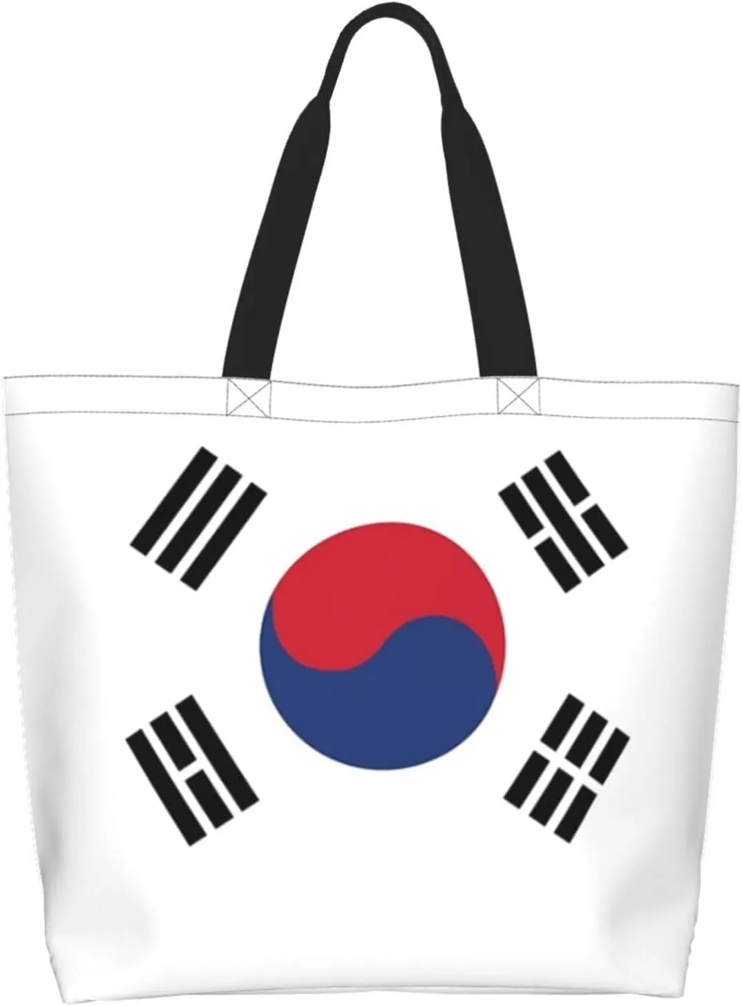 Cute South Korea Flag Tote Bag Womens South Korean Beach Tote Shoulder Bag for Shopping, Beach,Travel