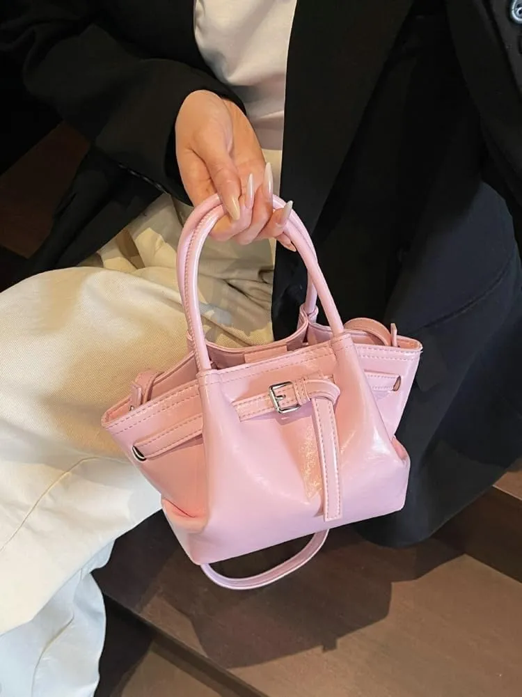 Cute Y2k Shoulder Bag for Women PU Leather Belted Hobo Bags Underarm Tote Handbag Mini Satchel Crossbody Purse 2025