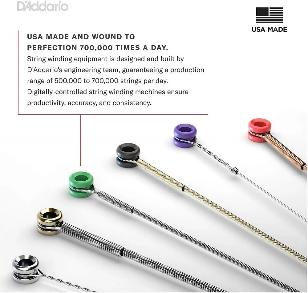 D'Addario Bass Guitar Strings, Tapewound Black Nylon, ETB92, Long Scale, Medium Gauge 50-105, 4-String Set, Pack of 1