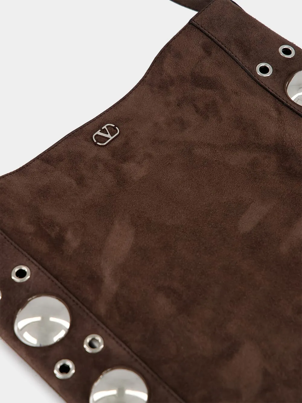 Dark Brown Plaque Fringed Edge Crossbody Bag