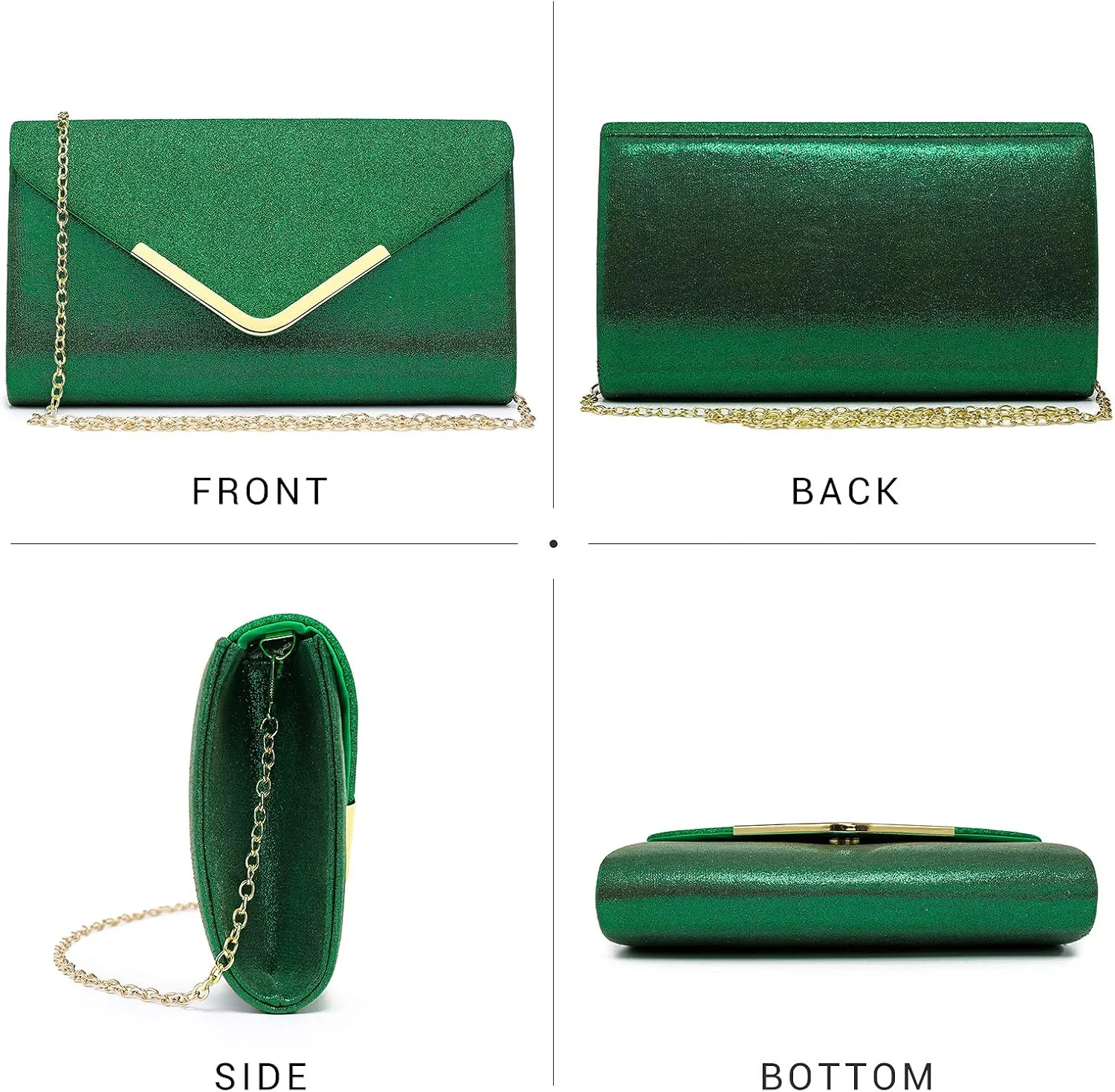 Dasein Women Evening Bags Formal Clutch Purses for Wedding Party Prom Handbags with Shoulder Strap and Glitter Flap