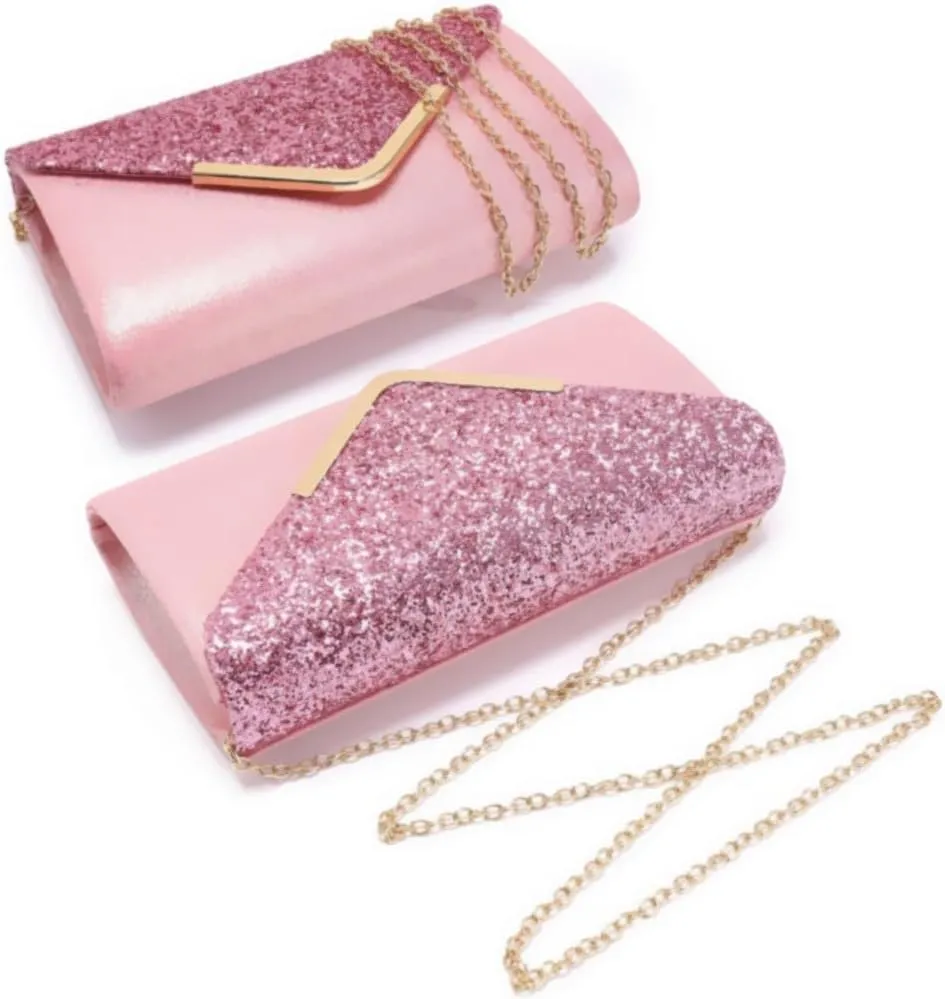 Dasein Women Evening Bags Formal Clutch Purses for Wedding Party Prom Handbags with Shoulder Strap and Glitter Flap