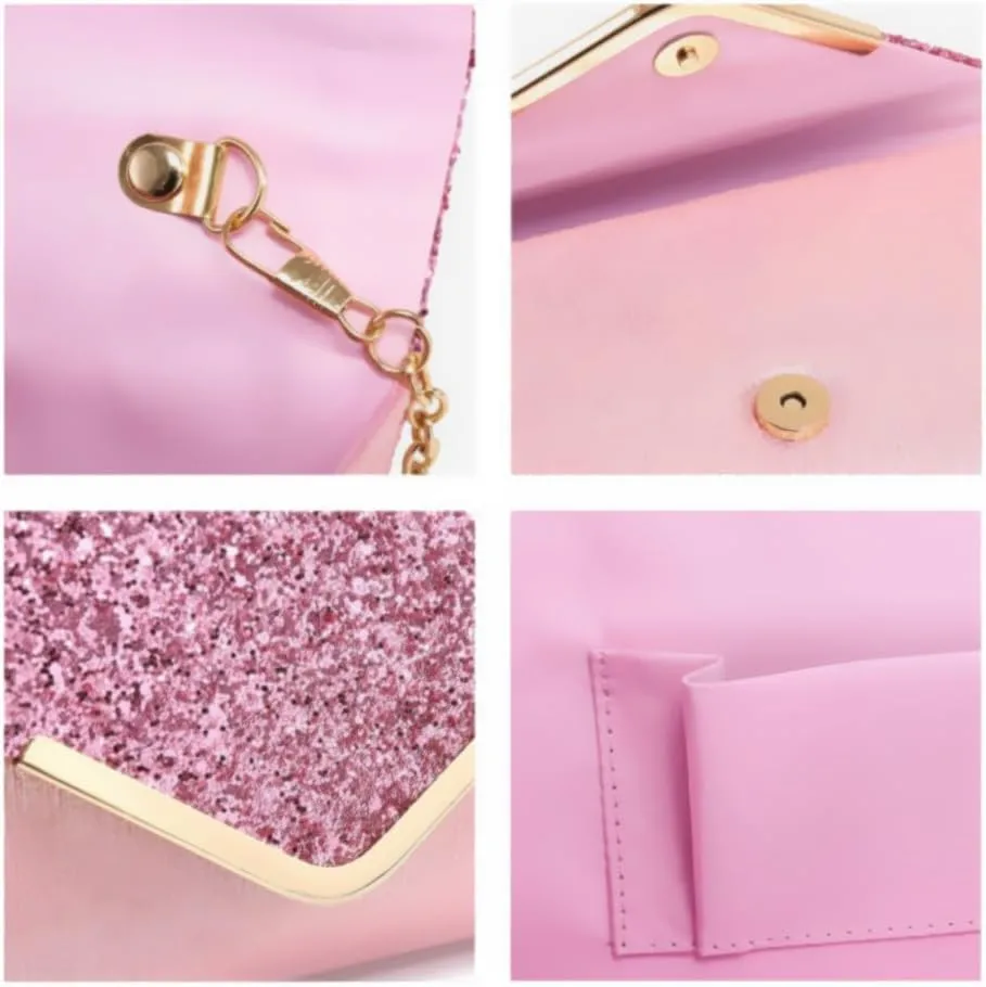 Dasein Women Evening Bags Formal Clutch Purses for Wedding Party Prom Handbags with Shoulder Strap and Glitter Flap