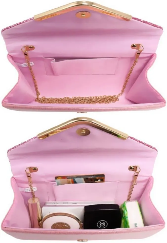 Dasein Women Evening Bags Formal Clutch Purses for Wedding Party Prom Handbags with Shoulder Strap and Glitter Flap