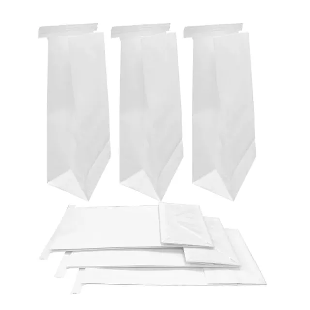 Dental Lab Delivery Bags - Pack of 100 White Poly-Lined 6"x3.5"x11" Extra Thick Paper Bags with Tin Tie Closure - Secure & Professional Packaging