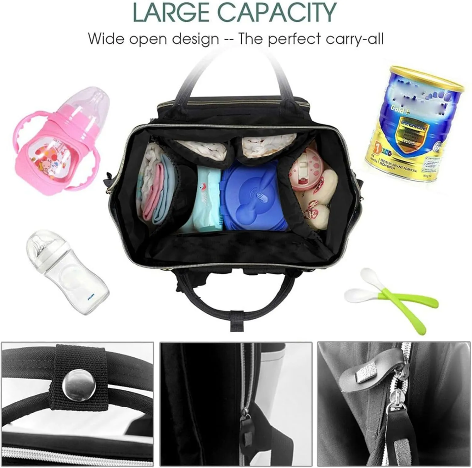 Diaper Bag Nappy Backpack Baby Bag Koala and Butterfly Mummy Backpack Multifunction Changing Bags for Travel, Modern Mid Century, One Size