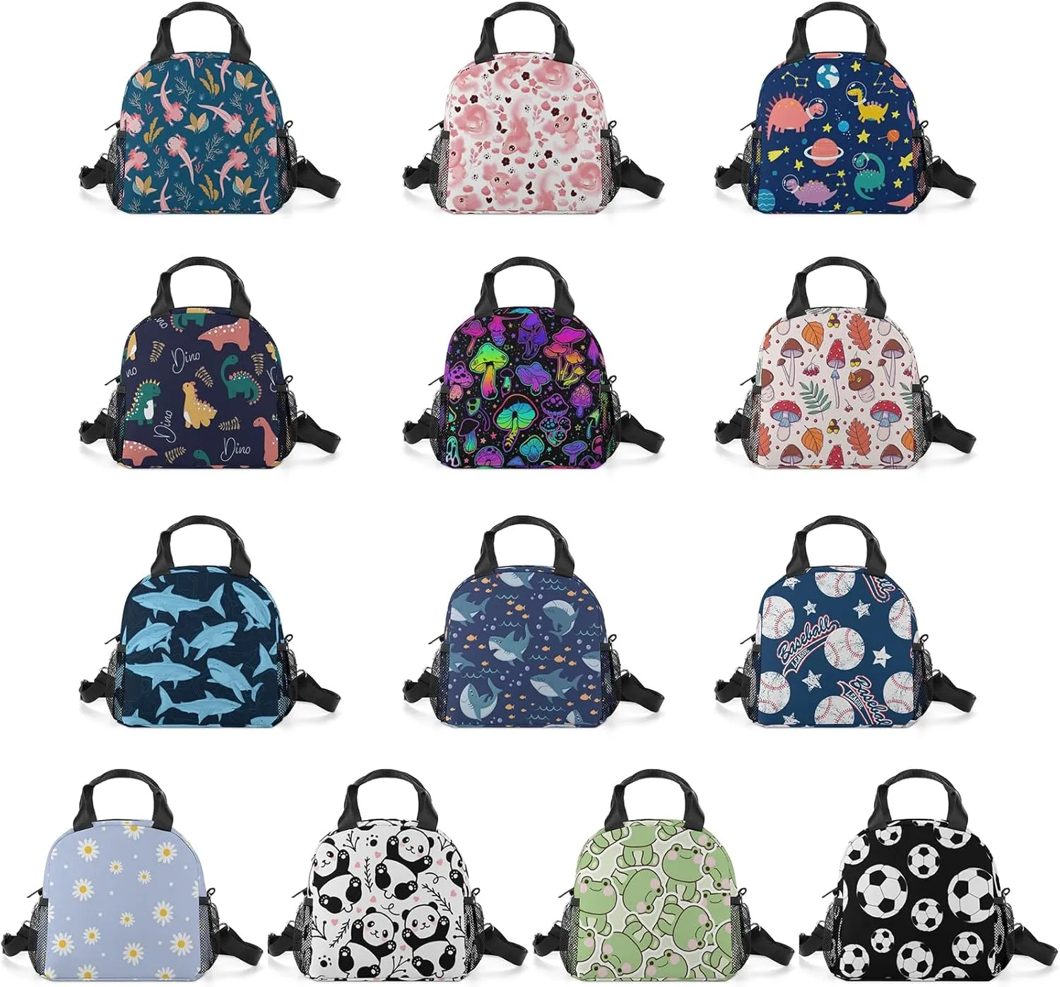 Dinosaur Insulated Lunch Bags for Women Men,Reusable Cooler Lunch Box for Office Work School Picnic Beach Travel Gifts,Tote Lunch Bag Organizer with Adjustable Shoulder Strap for Adult Kids Girls Boys