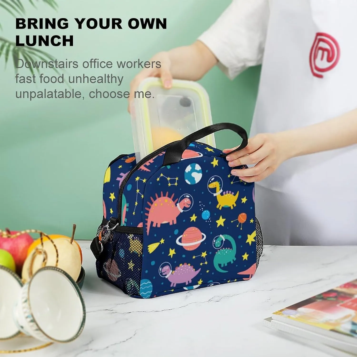 Dinosaur Insulated Lunch Bags for Women Men,Reusable Cooler Lunch Box for Office Work School Picnic Beach Travel Gifts,Tote Lunch Bag Organizer with Adjustable Shoulder Strap for Adult Kids Girls Boys