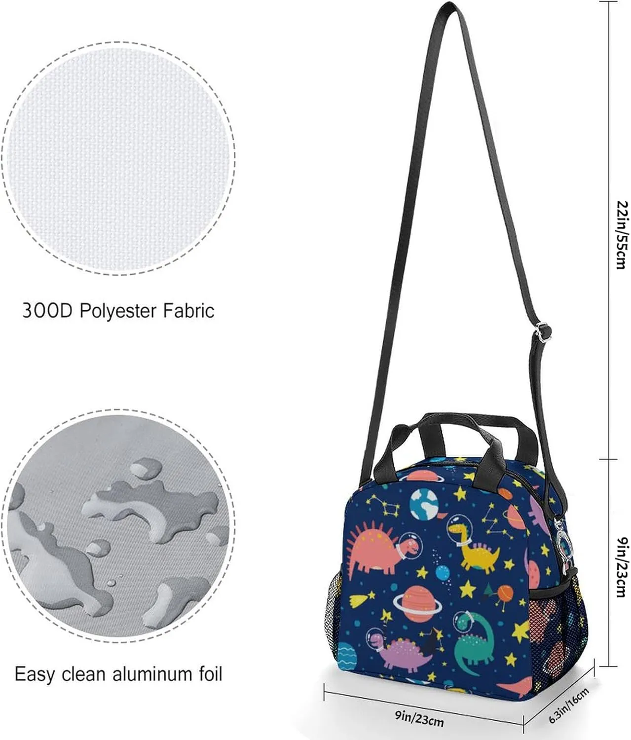 Dinosaur Insulated Lunch Bags for Women Men,Reusable Cooler Lunch Box for Office Work School Picnic Beach Travel Gifts,Tote Lunch Bag Organizer with Adjustable Shoulder Strap for Adult Kids Girls Boys