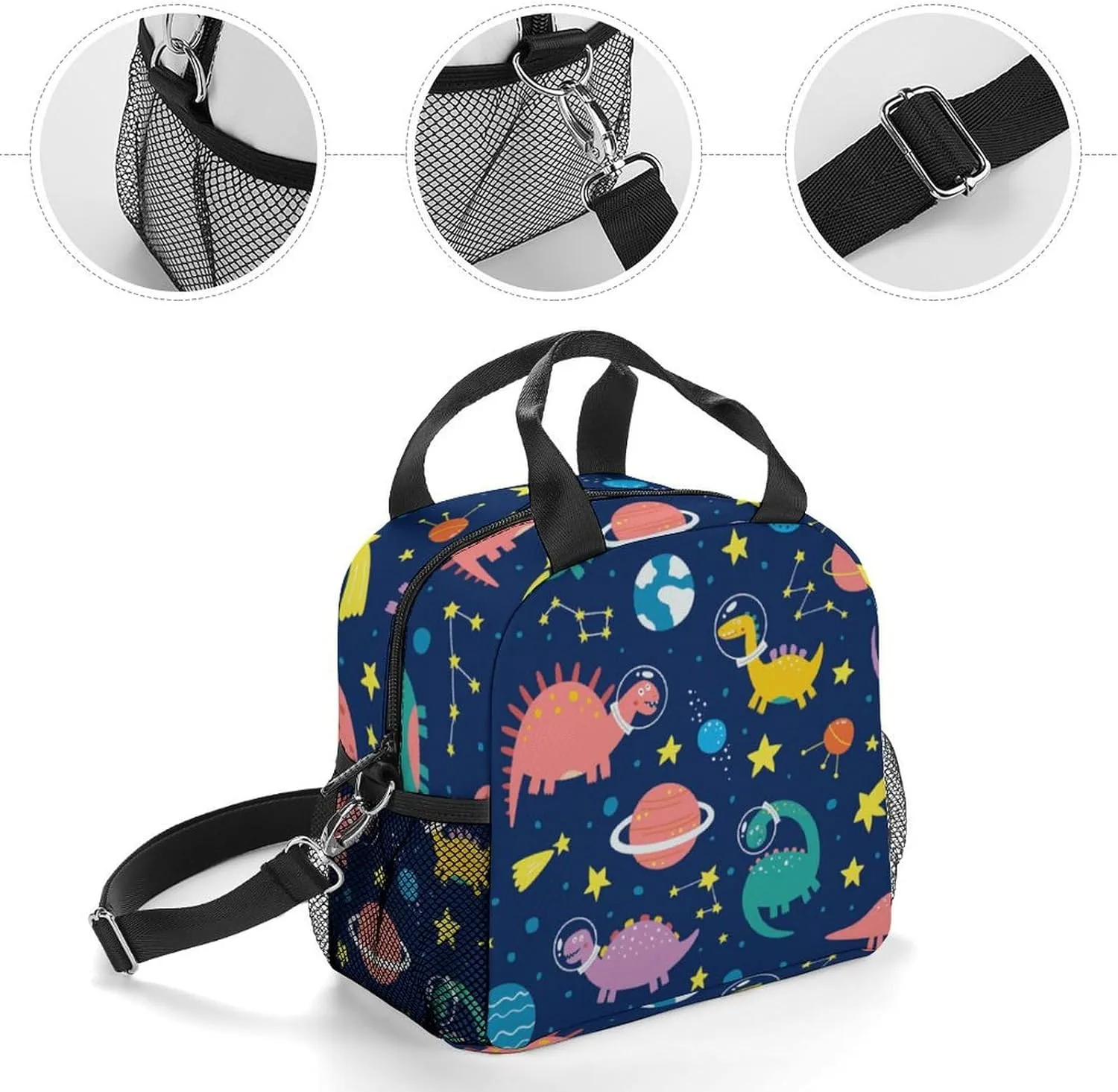 Dinosaur Insulated Lunch Bags for Women Men,Reusable Cooler Lunch Box for Office Work School Picnic Beach Travel Gifts,Tote Lunch Bag Organizer with Adjustable Shoulder Strap for Adult Kids Girls Boys