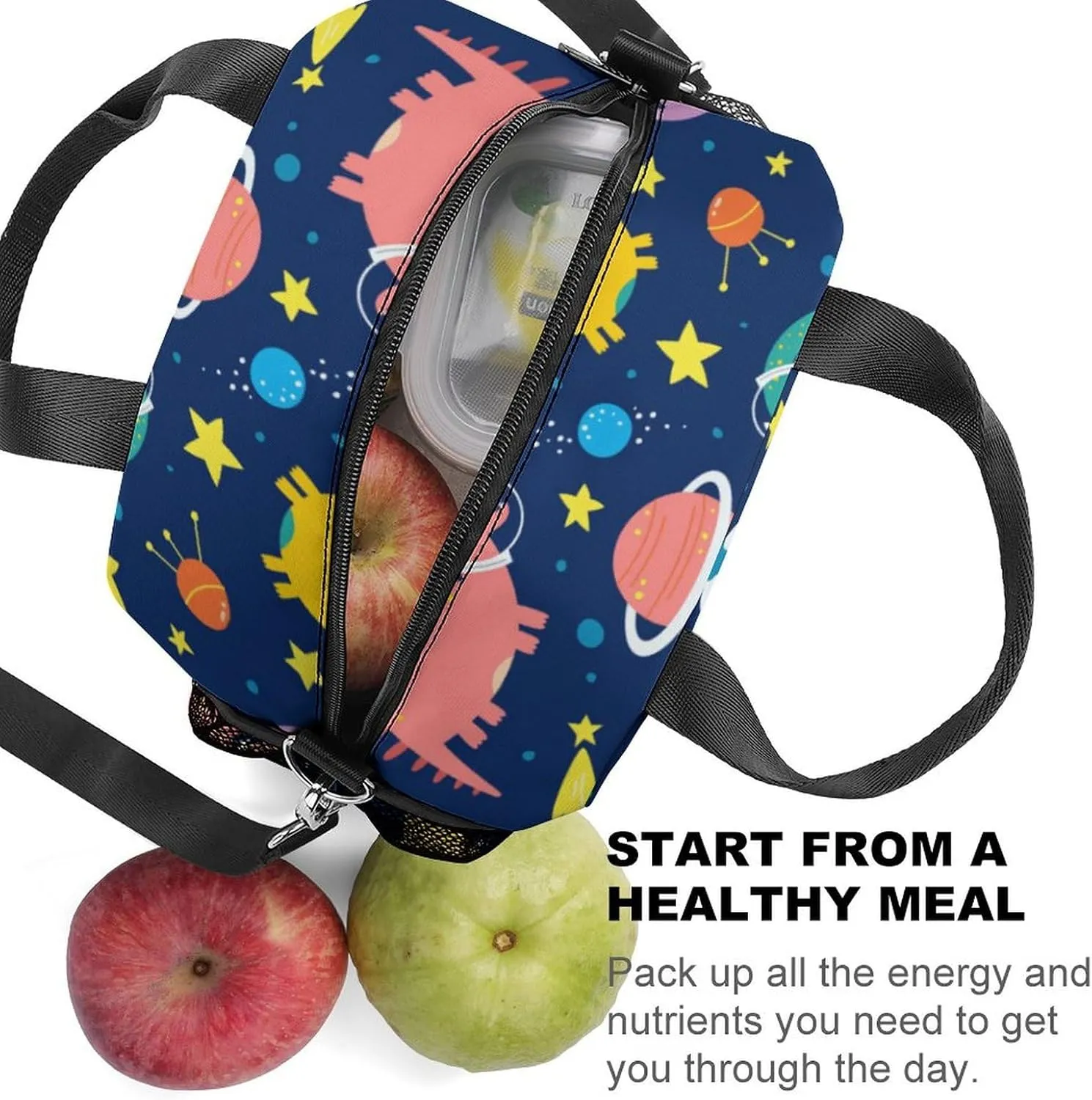 Dinosaur Insulated Lunch Bags for Women Men,Reusable Cooler Lunch Box for Office Work School Picnic Beach Travel Gifts,Tote Lunch Bag Organizer with Adjustable Shoulder Strap for Adult Kids Girls Boys