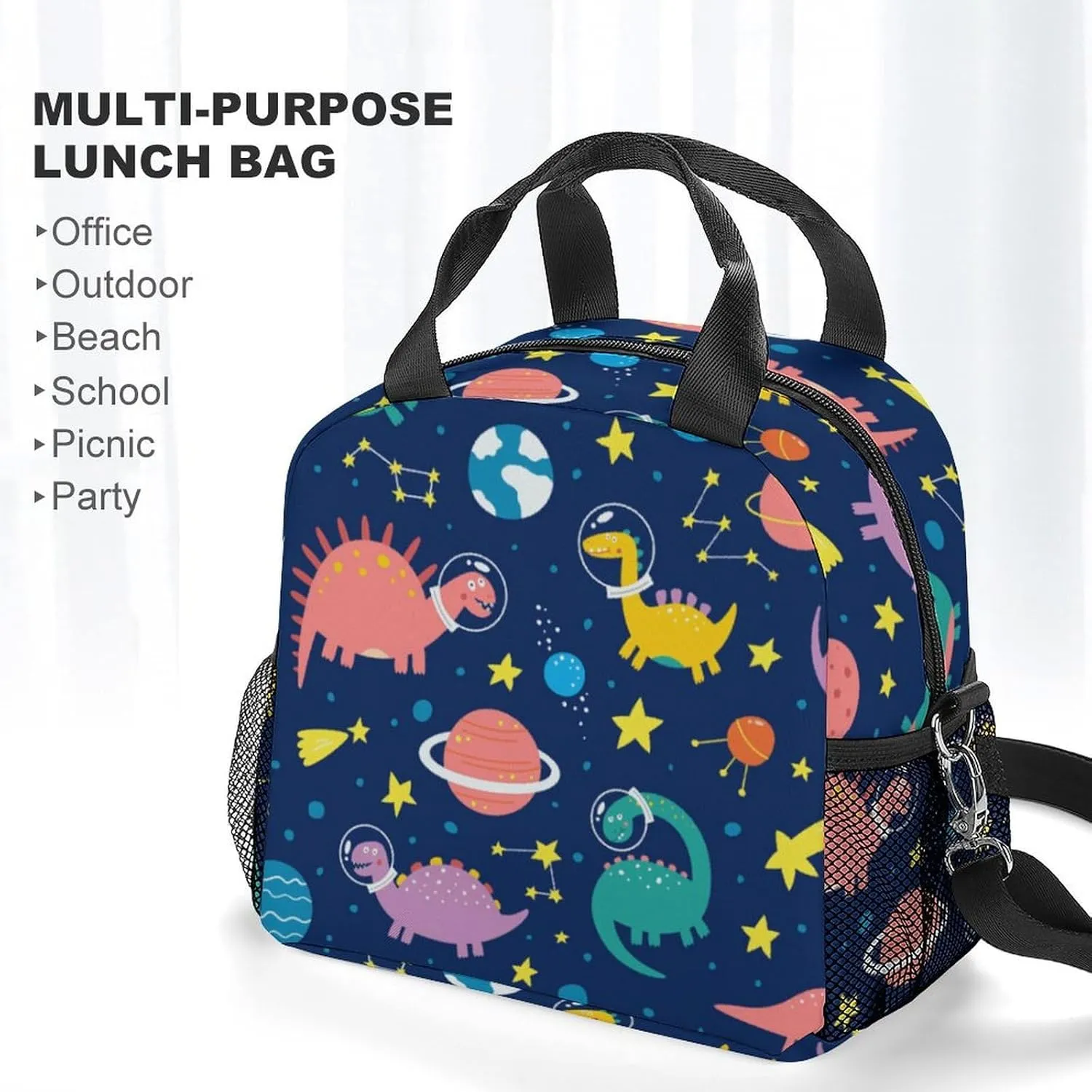 Dinosaur Insulated Lunch Bags for Women Men,Reusable Cooler Lunch Box for Office Work School Picnic Beach Travel Gifts,Tote Lunch Bag Organizer with Adjustable Shoulder Strap for Adult Kids Girls Boys