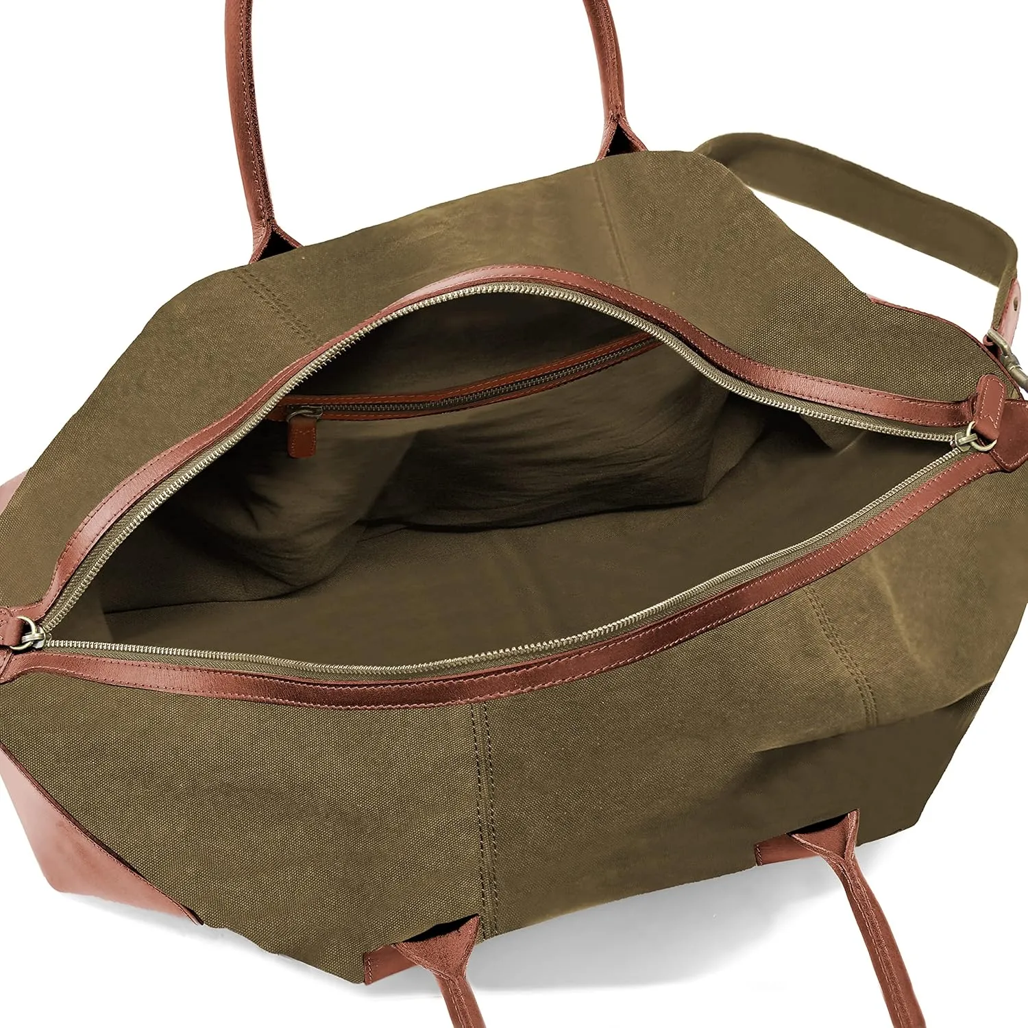DRAKENSBERG Weekender 'David' (M) - travel duffle, carryall and gym bag in vintage retro design, large, ladies, men, sustainably handmade, canvas, leather, 45L, olive-green, DR00126-M