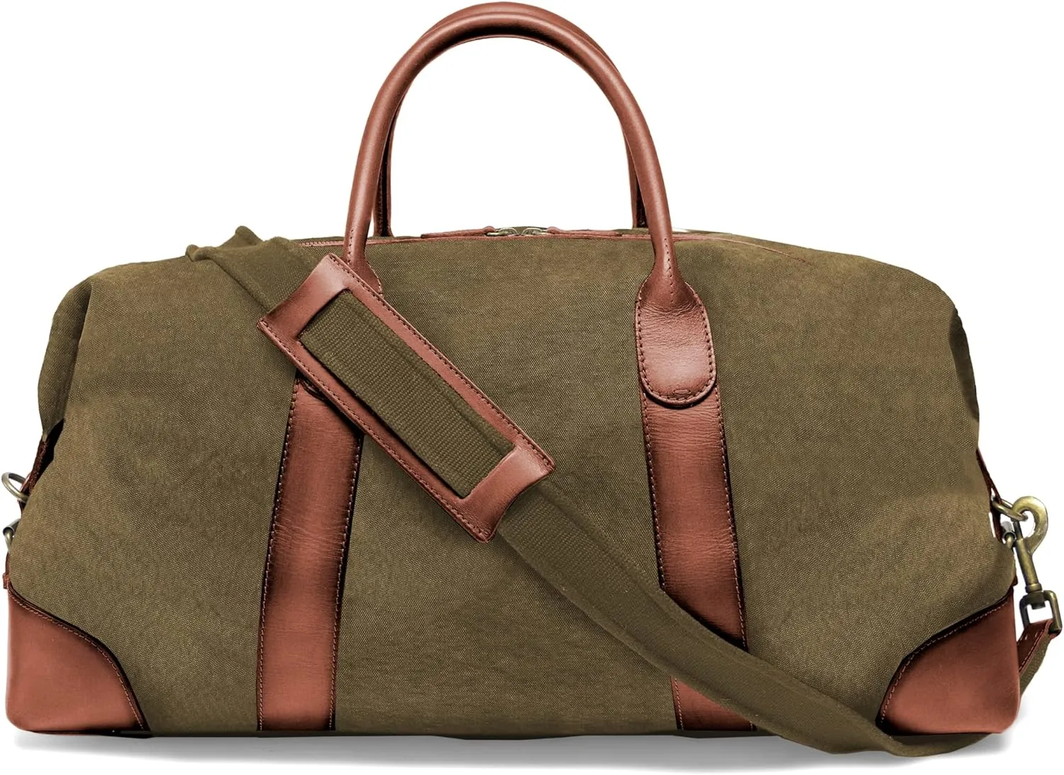 DRAKENSBERG Weekender 'David' (M) - travel duffle, carryall and gym bag in vintage retro design, large, ladies, men, sustainably handmade, canvas, leather, 45L, olive-green, DR00126-M