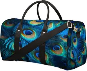 Duffel Bags Peacock Feathers Large Tote Bag Animal Feathers Overnight Travel Bags for Women Men Lightweight Duffel Bag Adjustable Strap Carry On Bag Waterproof Gym Travel Bag