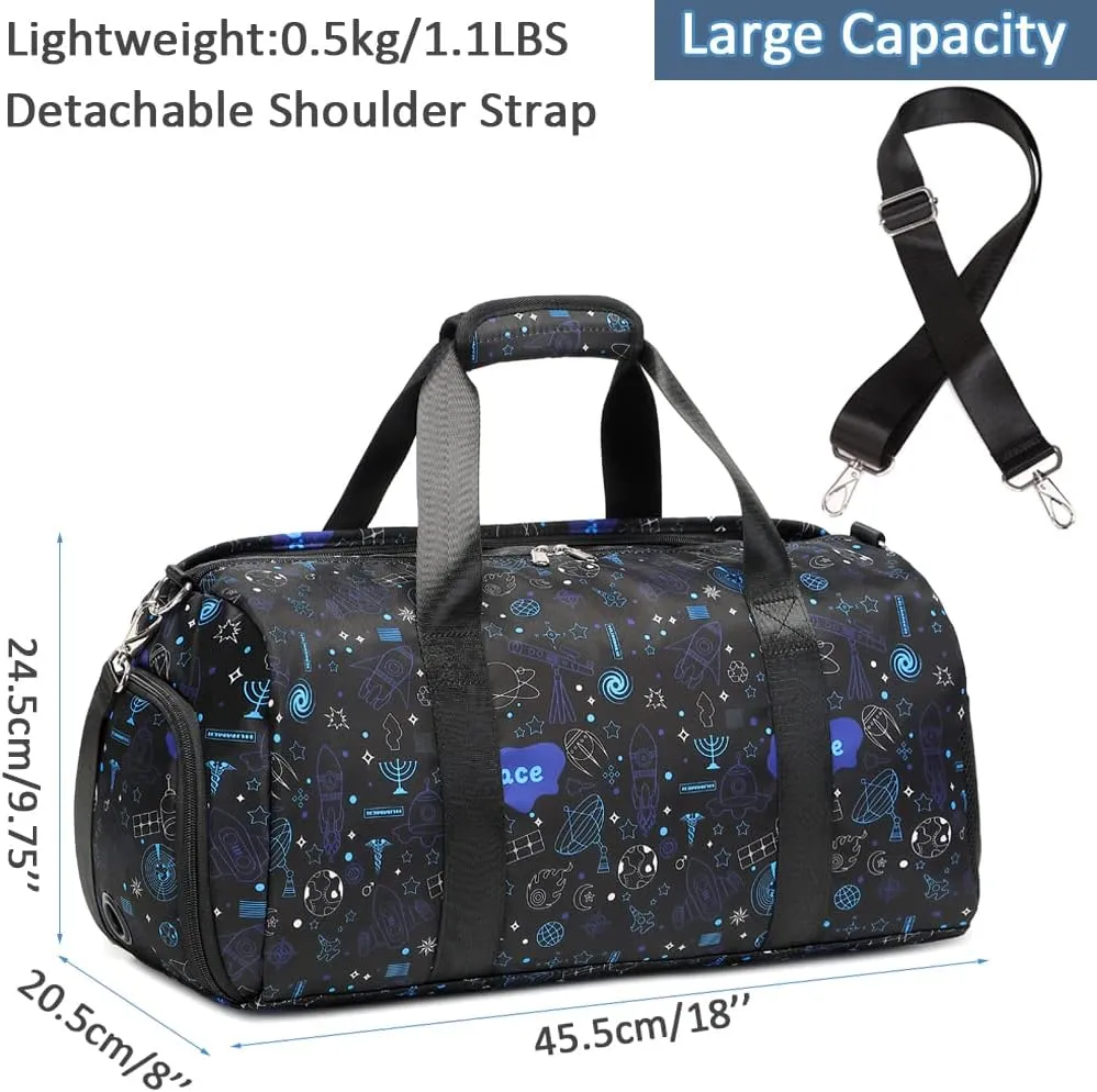 Duffle Bag for Boys Dance Bag Overnight Bags for Girls Boys Weekender Carry On Travel Duffel Sports Gym Bag with Shoes Compartment and Wet Pocket