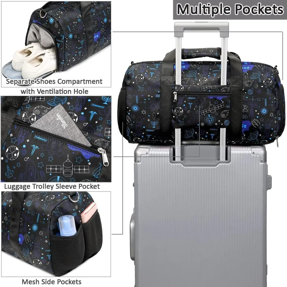 Duffle Bag for Boys Dance Bag Overnight Bags for Girls Boys Weekender Carry On Travel Duffel Sports Gym Bag with Shoes Compartment and Wet Pocket