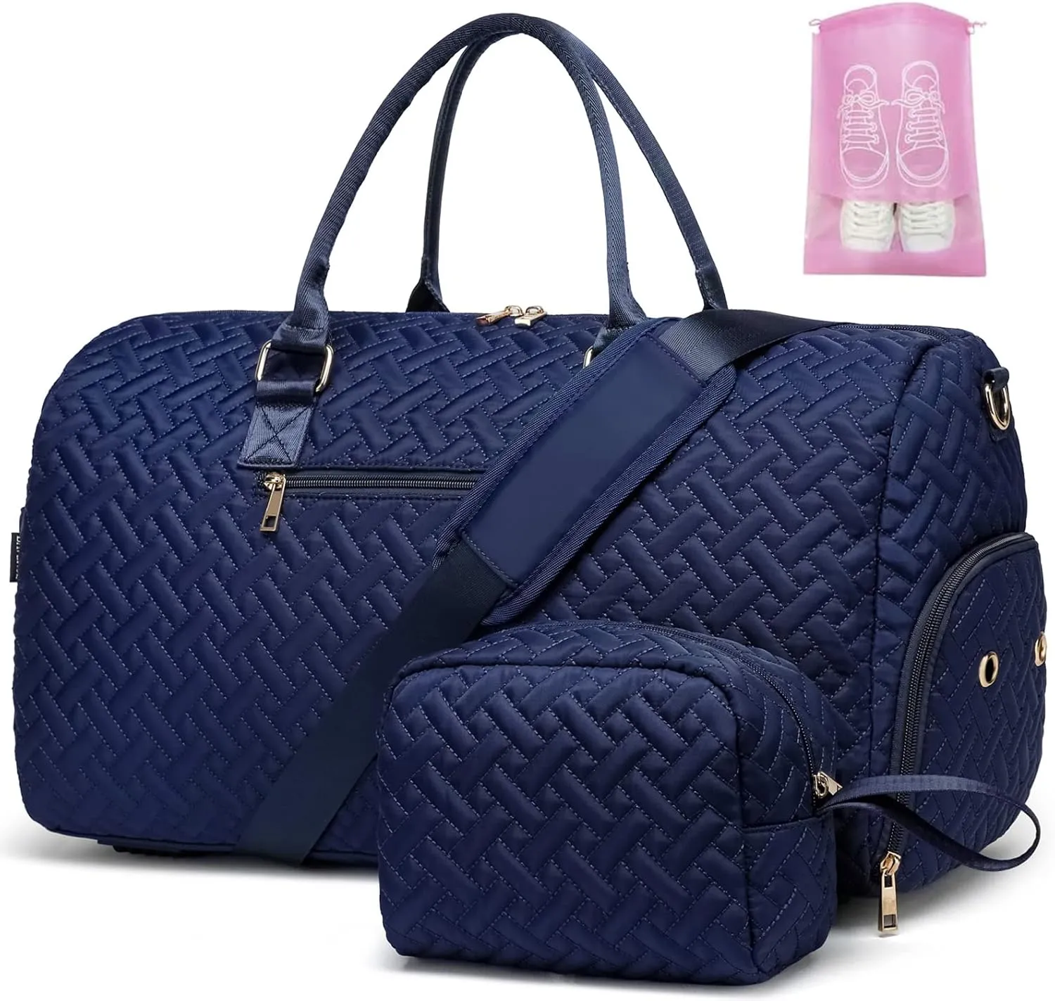 Duffle Bag for Travel, Weekender Bag with Shoe Compartment, Carry On Overnight Bag for Women with Toiletry Bag, Gym Bag with Wet Pocket, Hospital Bags for Labor and Delivery Beige