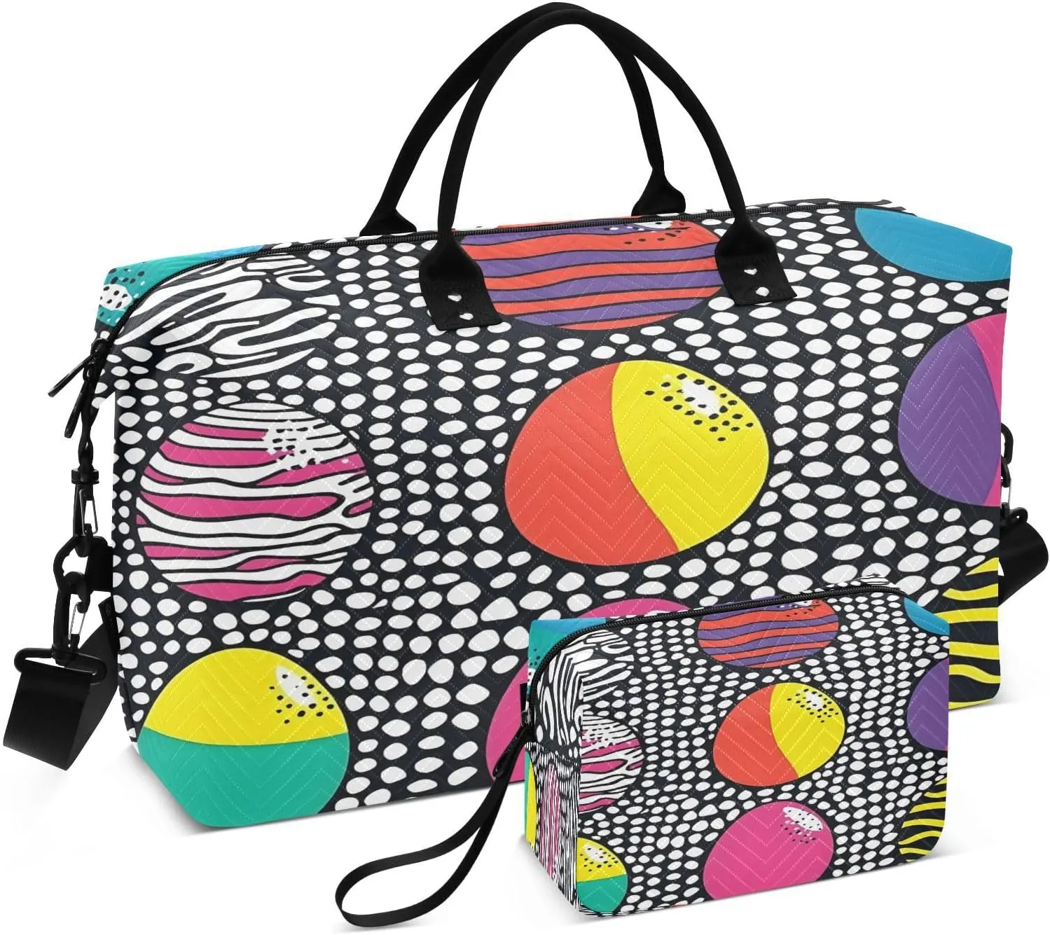 Easter Eggs Travel Duffel Bags 2PCS,Sports Duffel Bags for Men Women,Weekender Overnight Bag Gym Tote Bag with Toiletry Bag