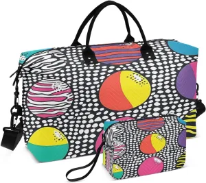 Easter Eggs Travel Duffel Bags 2PCS,Sports Duffel Bags for Men Women,Weekender Overnight Bag Gym Tote Bag with Toiletry Bag