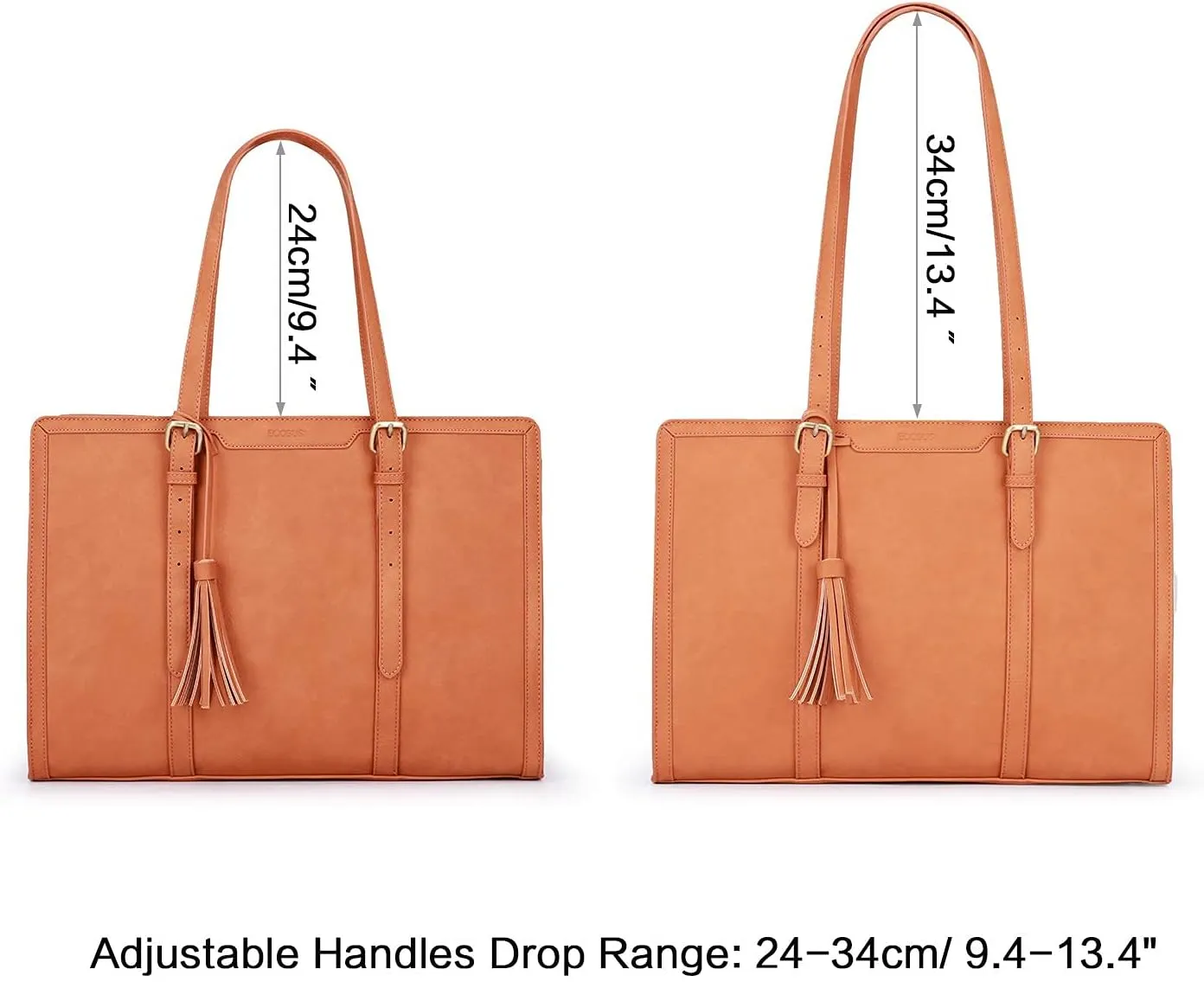 ECOSUSI Laptop Bag For Women 15.6 Inch Work Tote Bags PU Leather Computer Purse For Business Office With 3 Layer Compartments