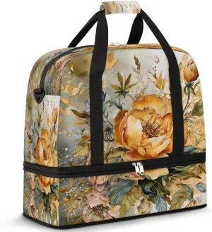 Elegant Autumn Bouquet Travel Duffel Bag, Travel Essentials, Gym Bag for Women, Weekender Overnight Bag With Shoes Compartment, Carry On Bags for Airplanes