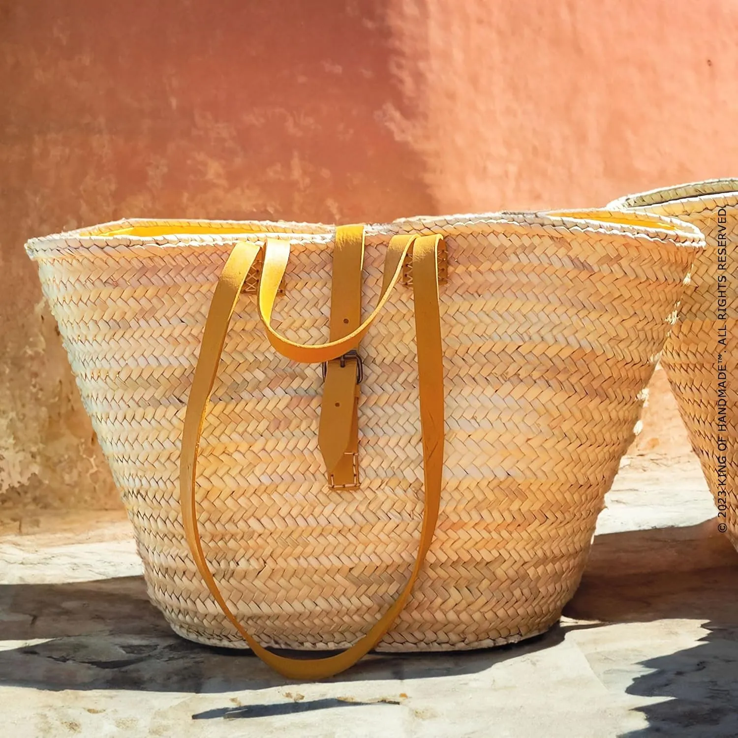 Elegant Beach Bag & Travel Tote Bags For Women - Versatile Straw Bag Tote Bag For Vacation - Picnic Basket, Beach Bag Tote & Flower Girl Basket - Women's Fashion Accessory, French Basket Bag (Yellow)
