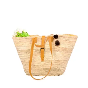 Elegant Beach Bag & Travel Tote Bags For Women - Versatile Straw Bag Tote Bag For Vacation - Picnic Basket, Beach Bag Tote & Flower Girl Basket - Women's Fashion Accessory, French Basket Bag (Yellow)