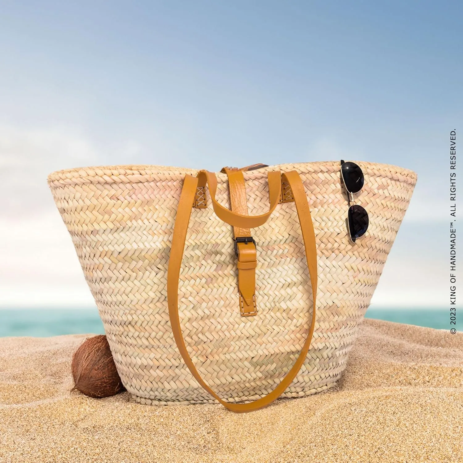 Elegant Beach Bag & Travel Tote Bags For Women - Versatile Straw Bag Tote Bag For Vacation - Picnic Basket, Beach Bag Tote & Flower Girl Basket - Women's Fashion Accessory, French Basket Bag (Yellow)