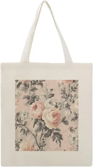 Elegant Blush Floral Spring Canvas Tote Gifts for Women Mother Floral Pink Watercolor Reusable Shoulder Tote Bag