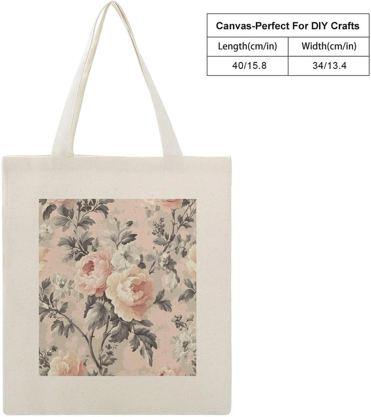Elegant Blush Floral Spring Canvas Tote Gifts for Women Mother Floral Pink Watercolor Reusable Shoulder Tote Bag