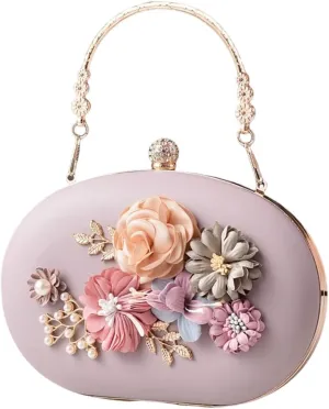 Elegant Floral Evening Bag For Women Eye Catching Shoulder Purse Handbag With Chain Strap For Parties And Weddings