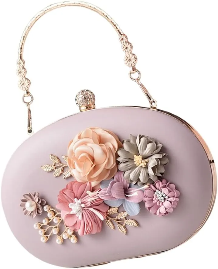 Elegant Floral Evening Bag For Women Eye Catching Shoulder Purse Handbag With Chain Strap For Parties And Weddings